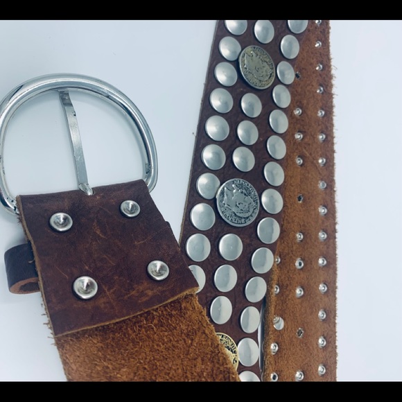 Brown Coin Faux Leather Belt Napoleon Emperor - Picture 4 of 10